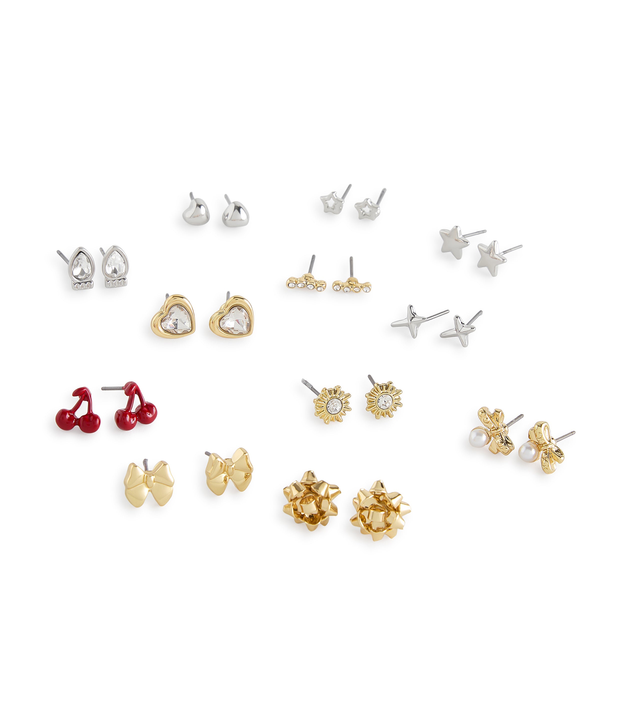 Bow Mixed Studs Women's Mixed Metal Earrings Set - view 2