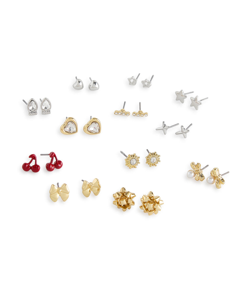 Bow Mixed Studs Women's Mixed Metal Earrings Set - view 2