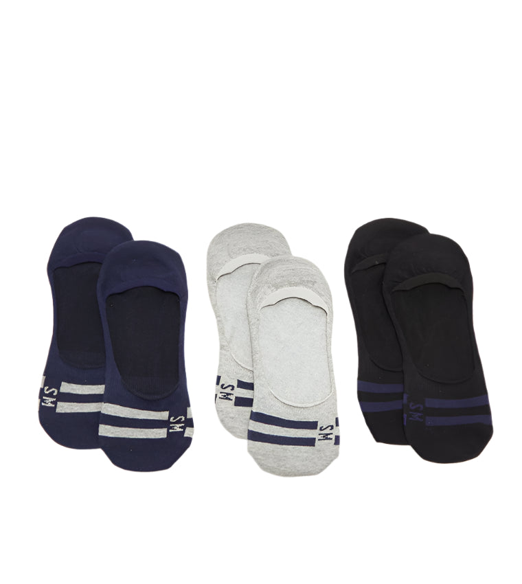 3PK MENS INVL SOCKS MULTICOLOR
