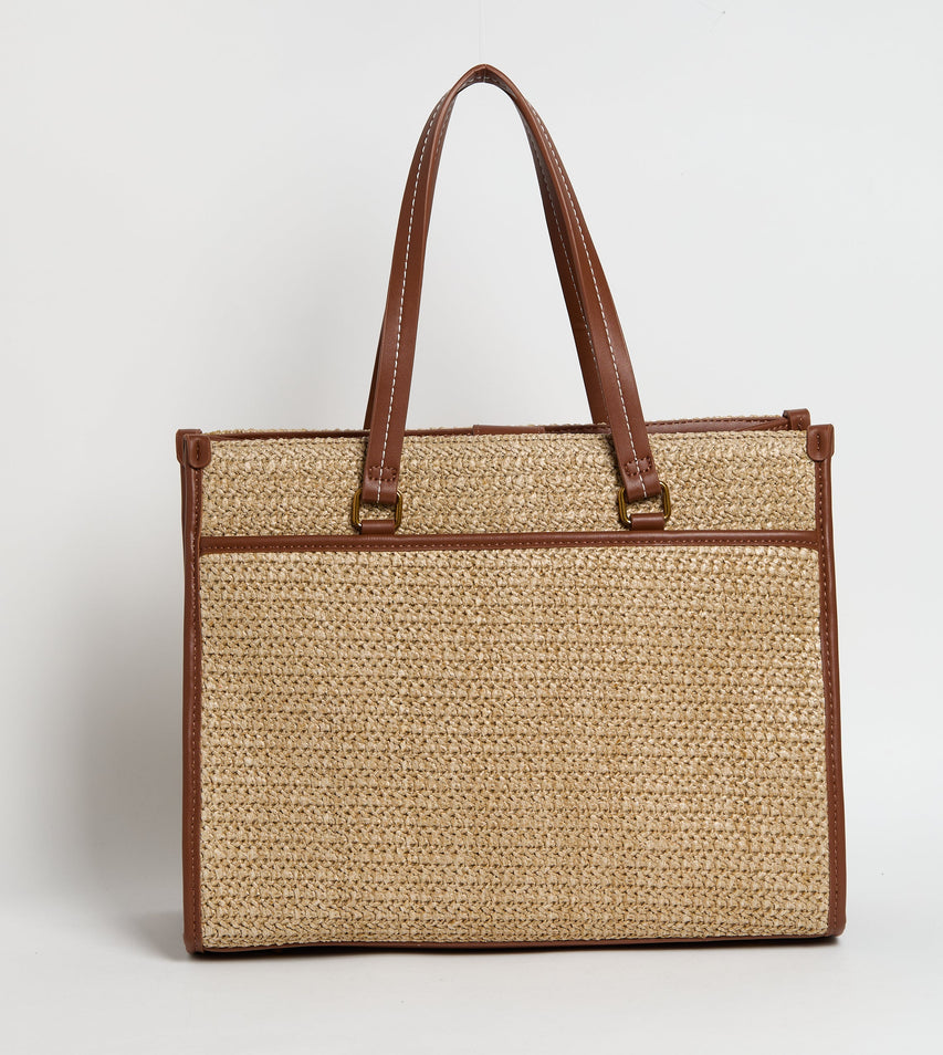 Mesh Design Women's Light Brown Tote Bag - view 3