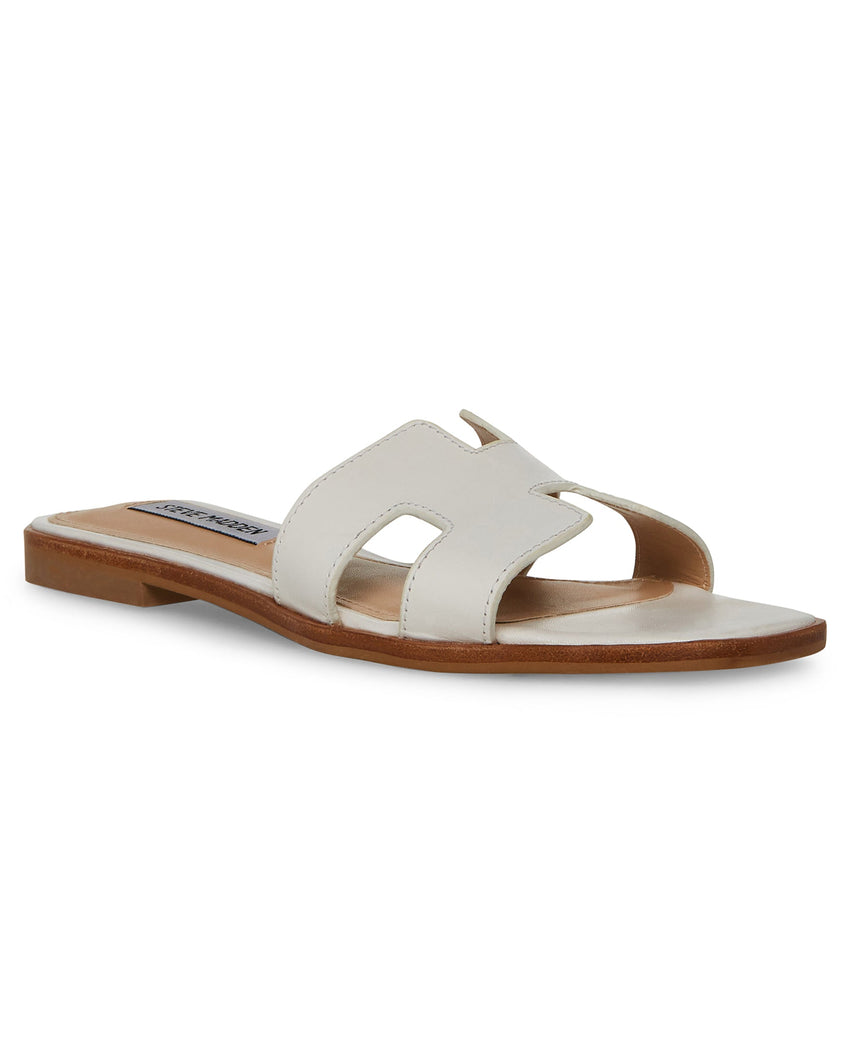Hadyn Women's White Leather Flat Sandals