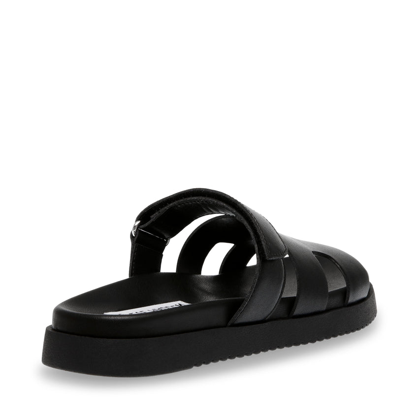 MAYVEN-CN BLACK ACTION LEATHER FLAT SANDALS - view 4