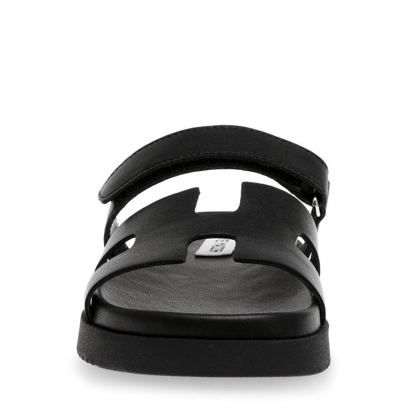 MAYVEN-CN BLACK ACTION LEATHER FLAT SANDALS - view 5