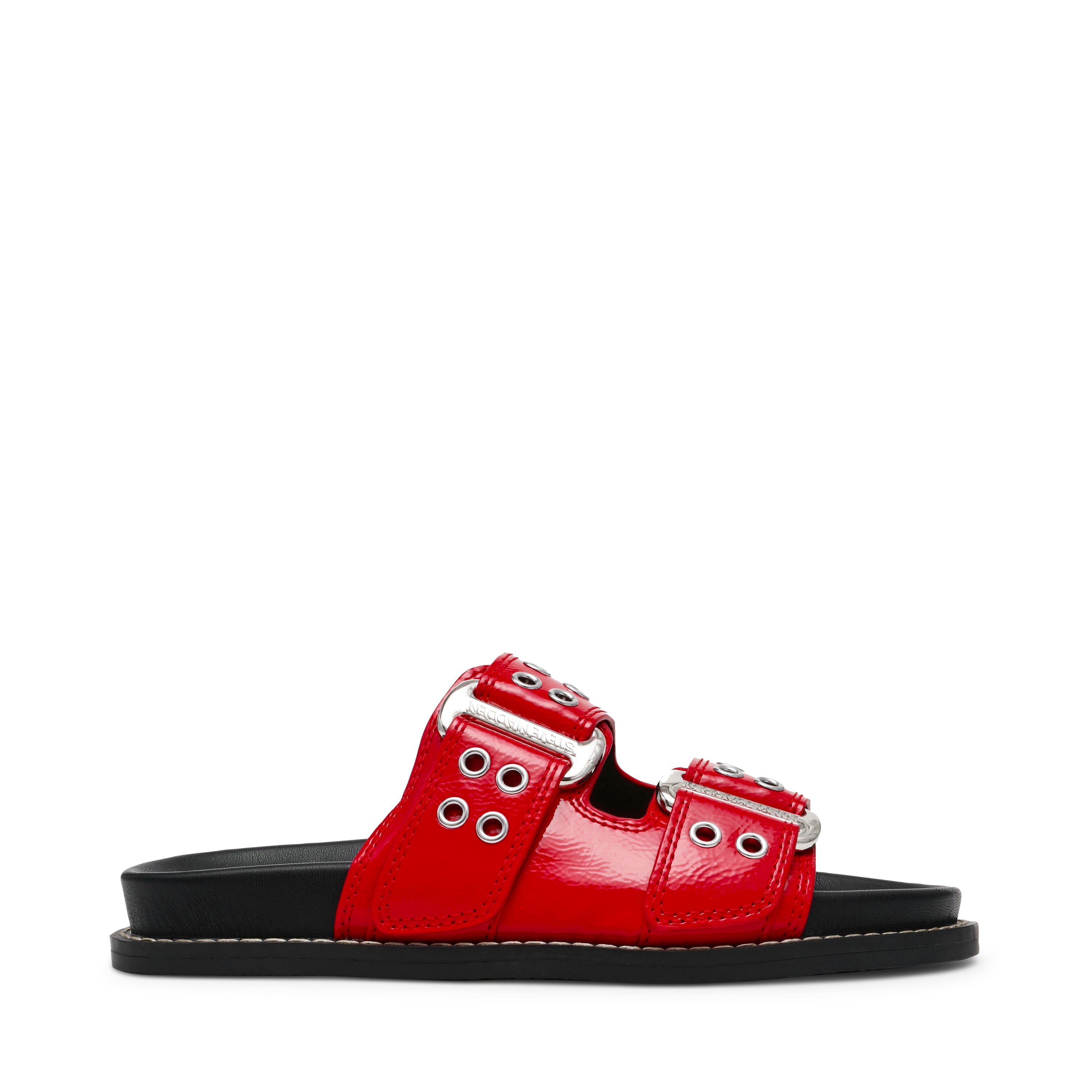 AGENT RED CRINKLE FLAT SANDALS