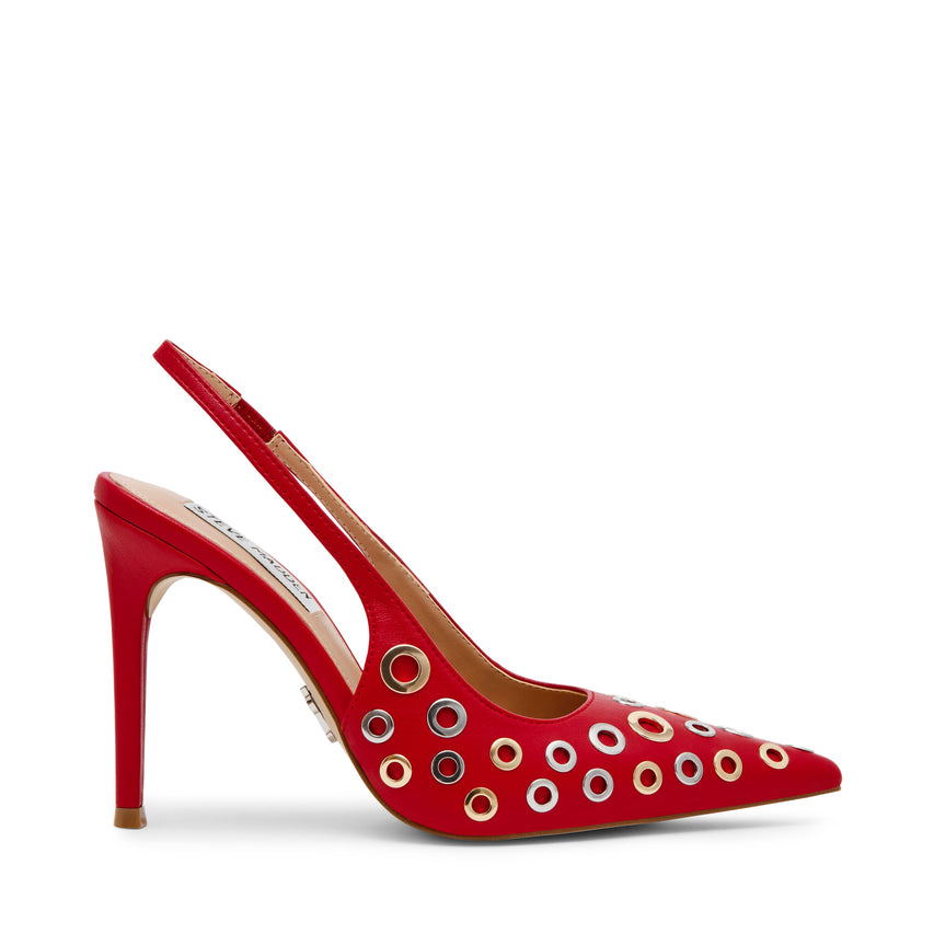 ALCHEMY RED/SILVER GOLD HEELS