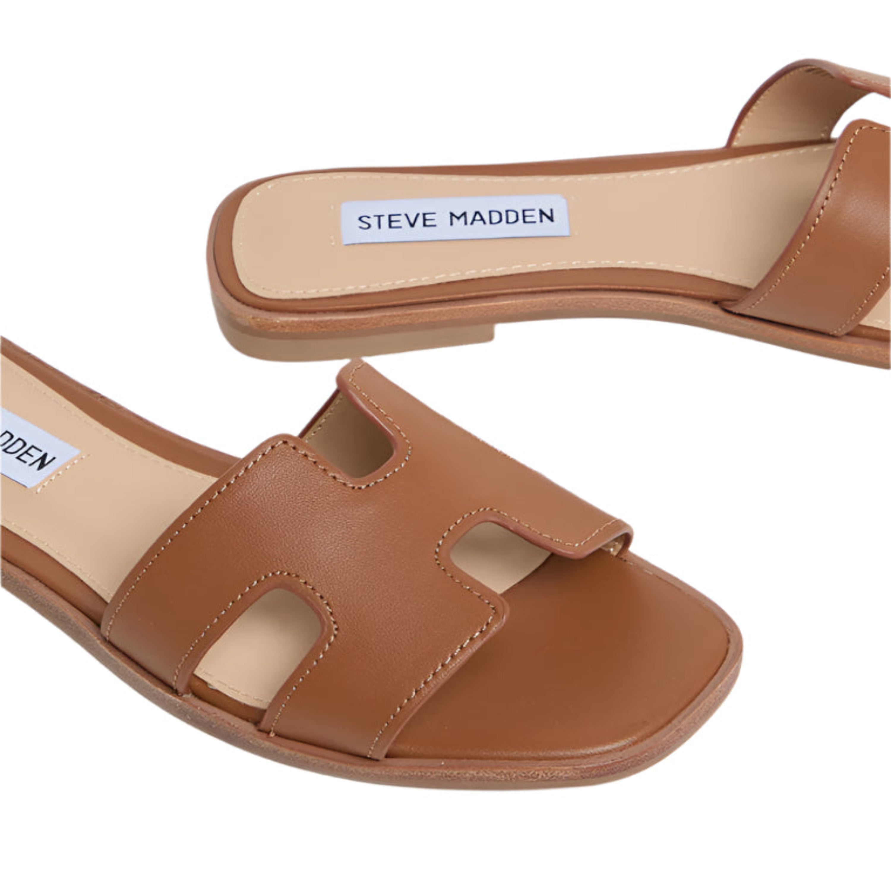Hadyn Women's Cognac Leather Flat Sandals - view 2