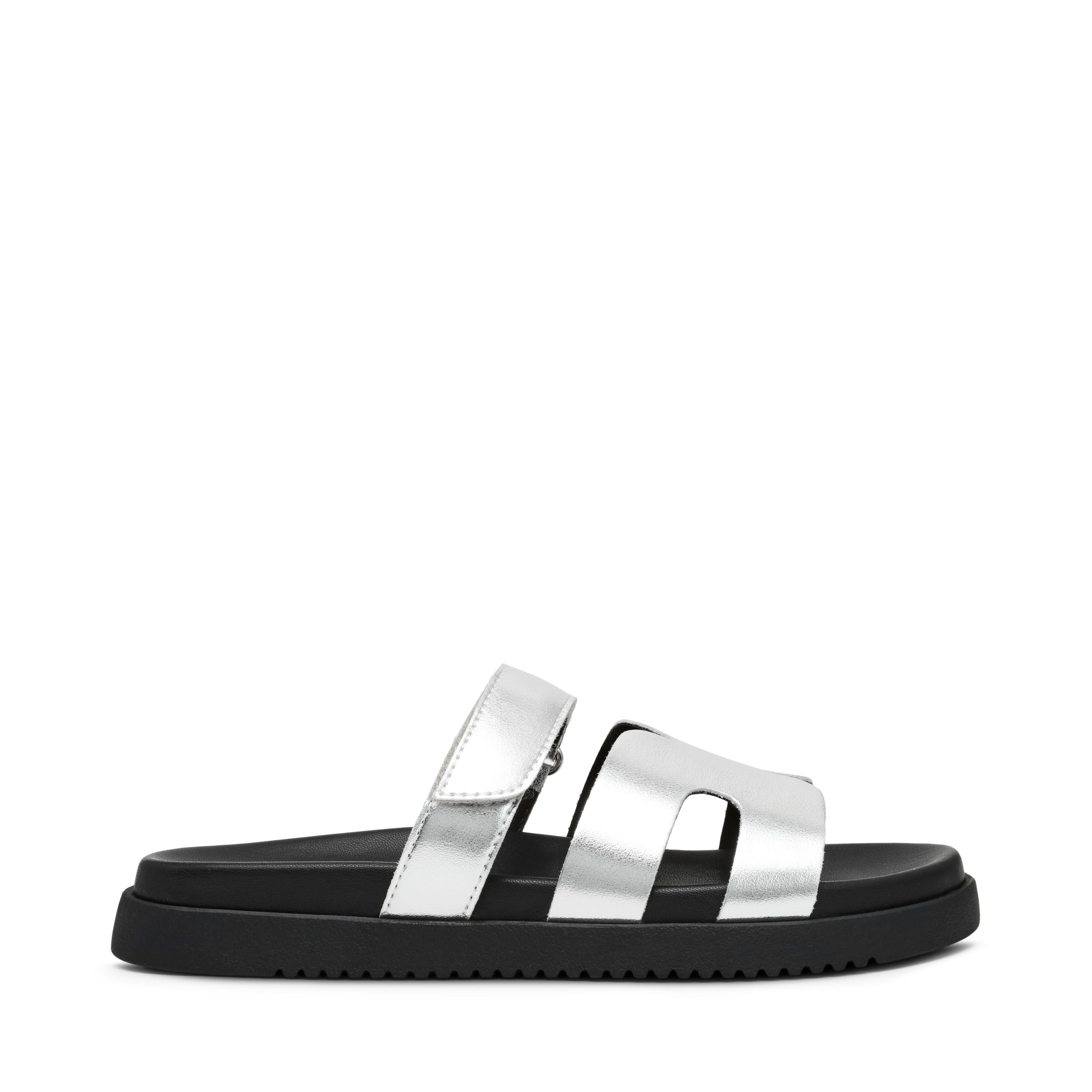 Missile Women's Black/Silver Flat Sandals