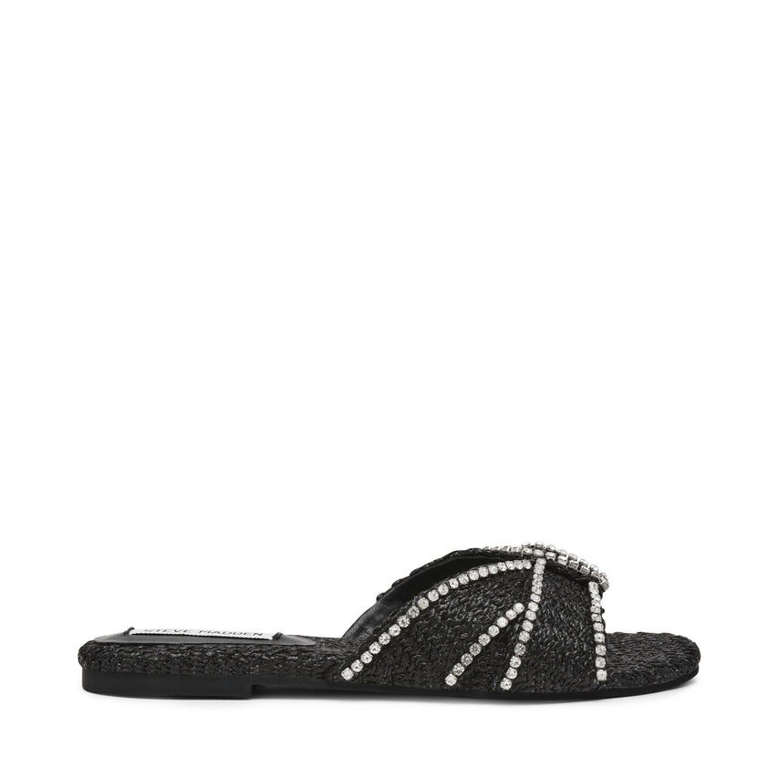 Mirah Women's Black Raffia Flat Sandals