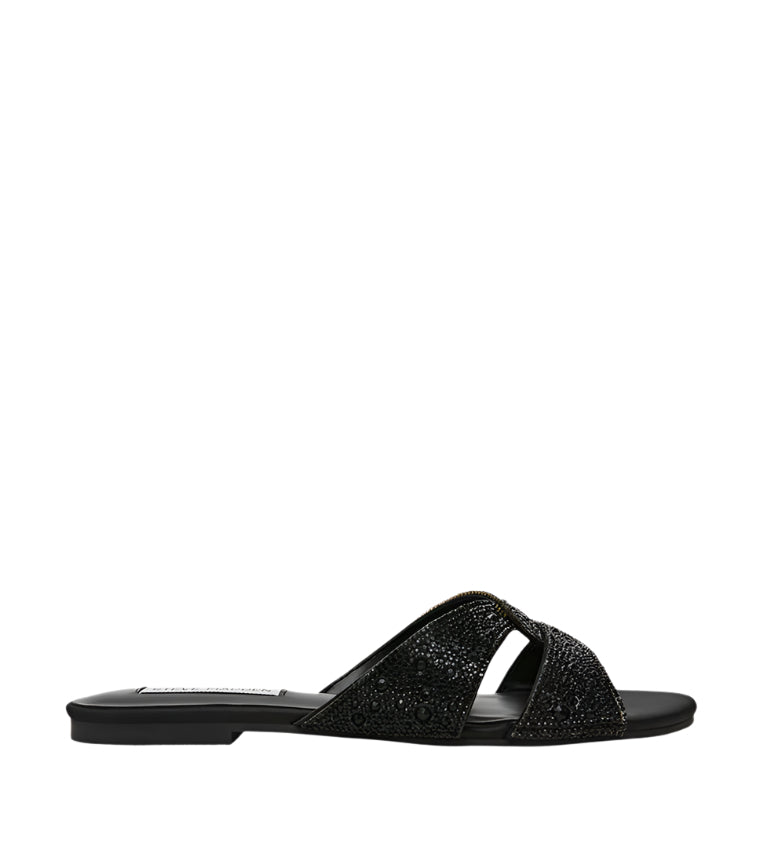 MUSA BLACK FLAT SANDALS