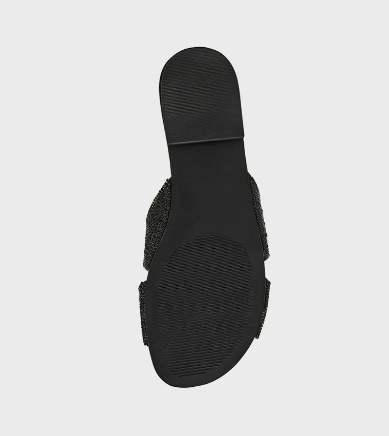 MUSA BLACK FLAT SANDALS - view 5