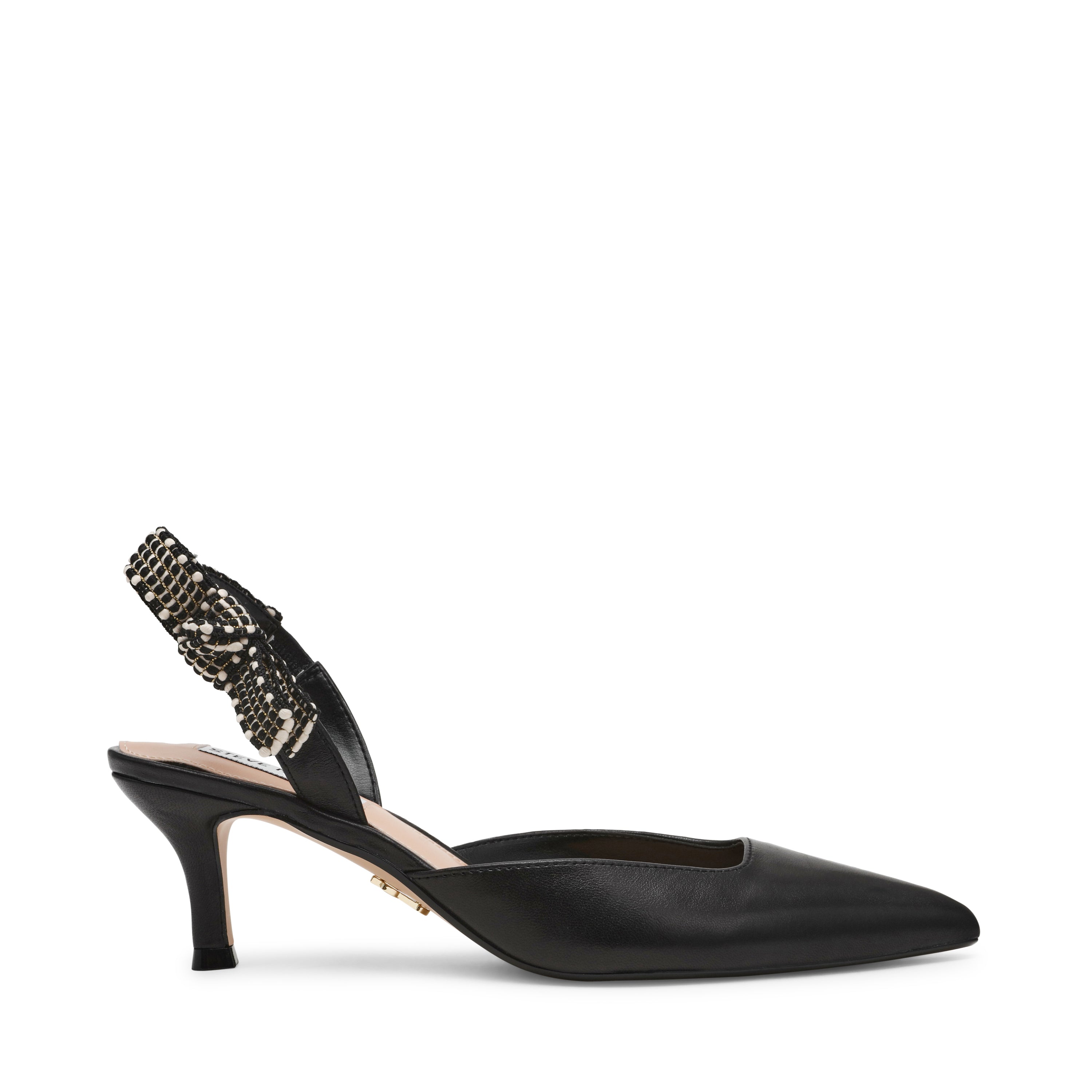 Sleeky Women's Black Leather Heels