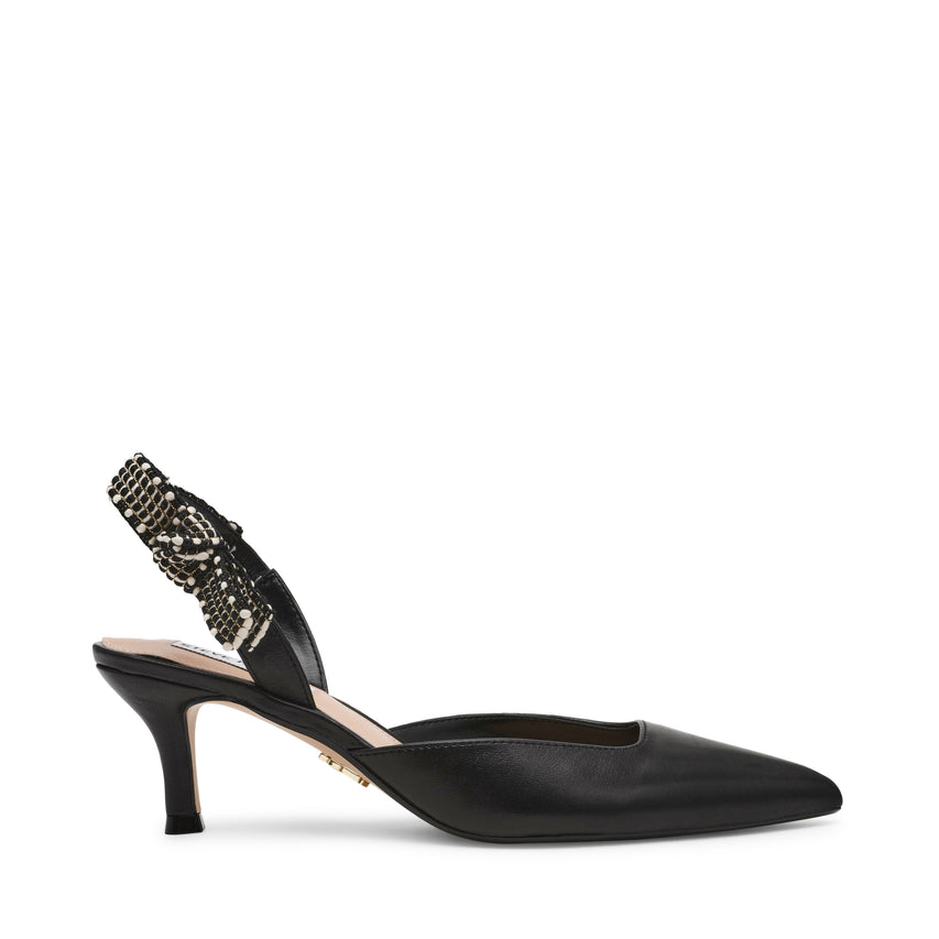 Sleeky Women's Black Leather Heels