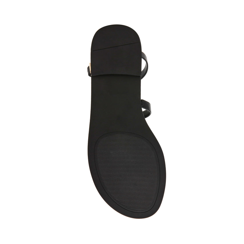 Alma Women's Black Leather Flat Sandals - view 8