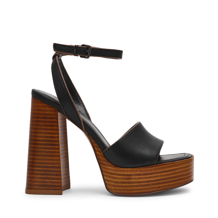 Floria Women's Black Leather Heels