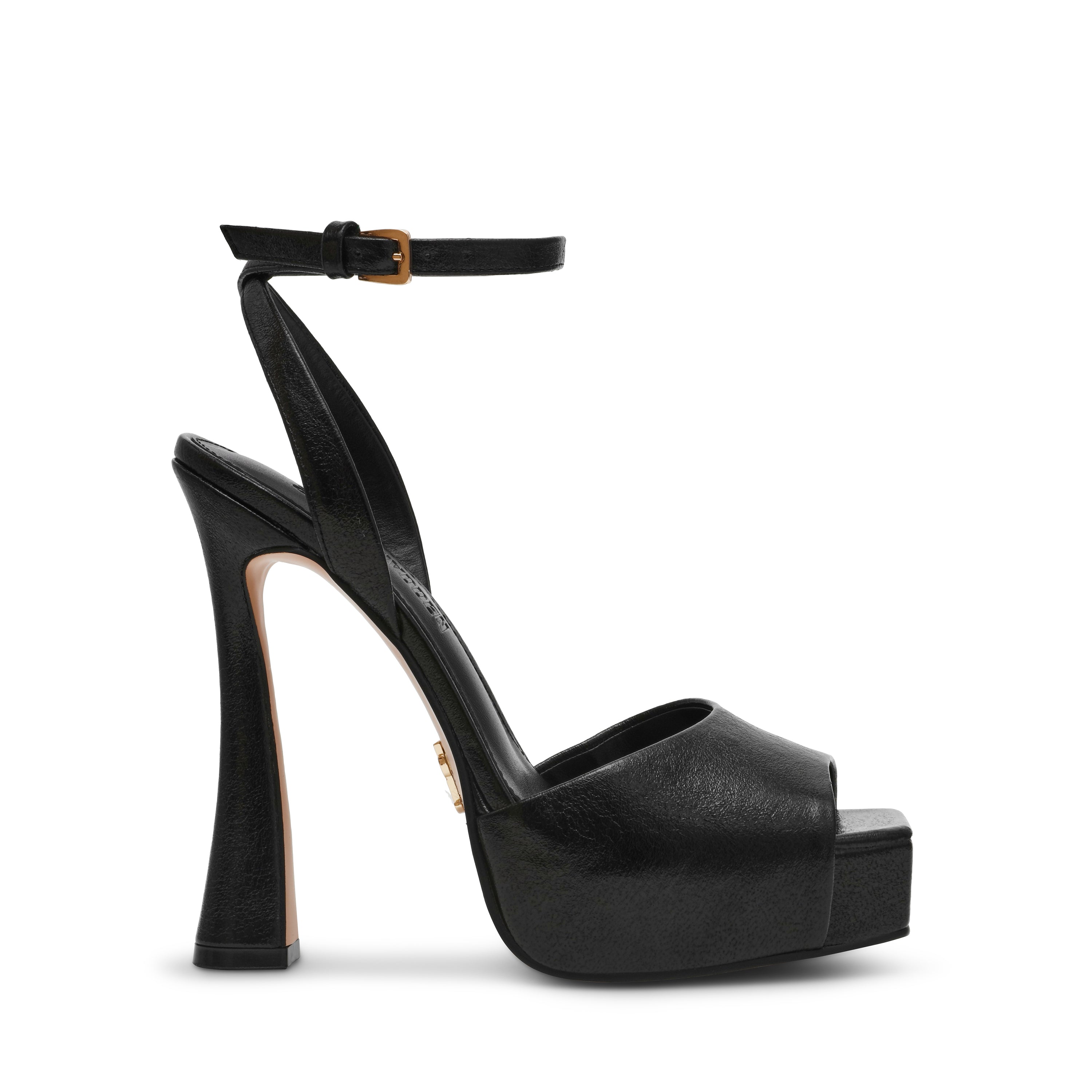 Sass Women's Black Leather Platforms Heels