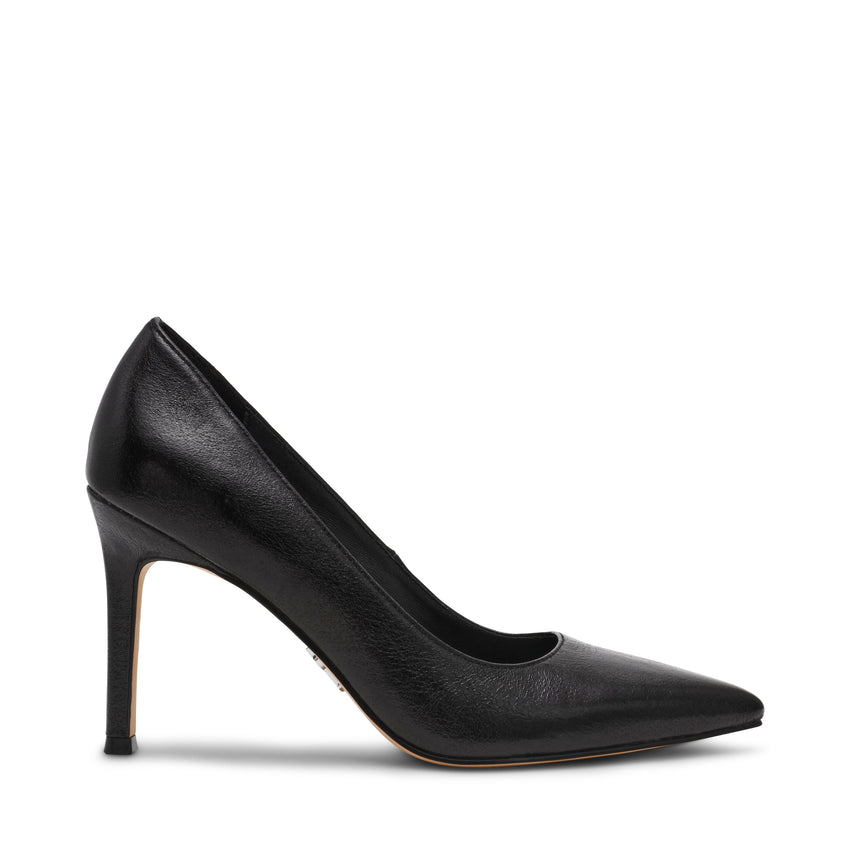 Secured Women's Black Leather Heels