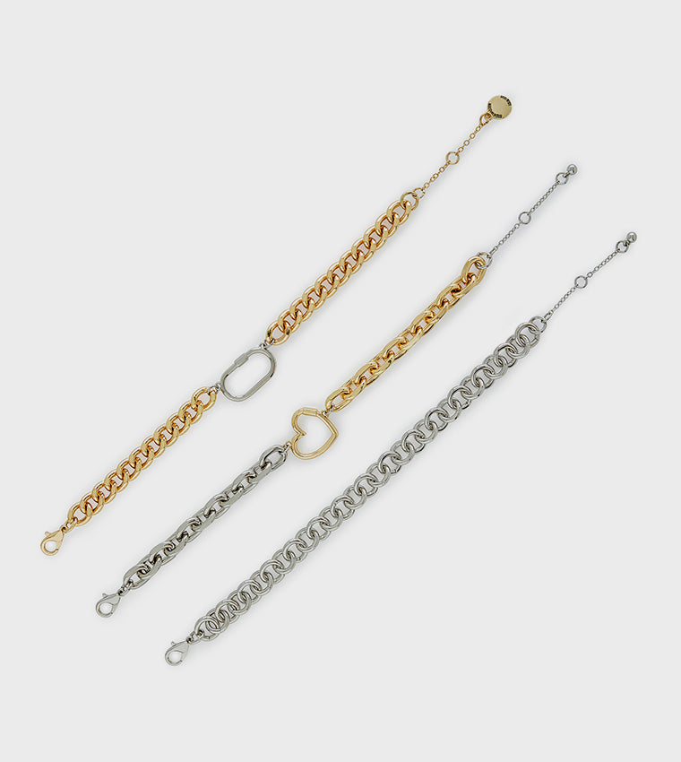 3PC HEART BRACELET SET MULTI JEWELLERY - view 2