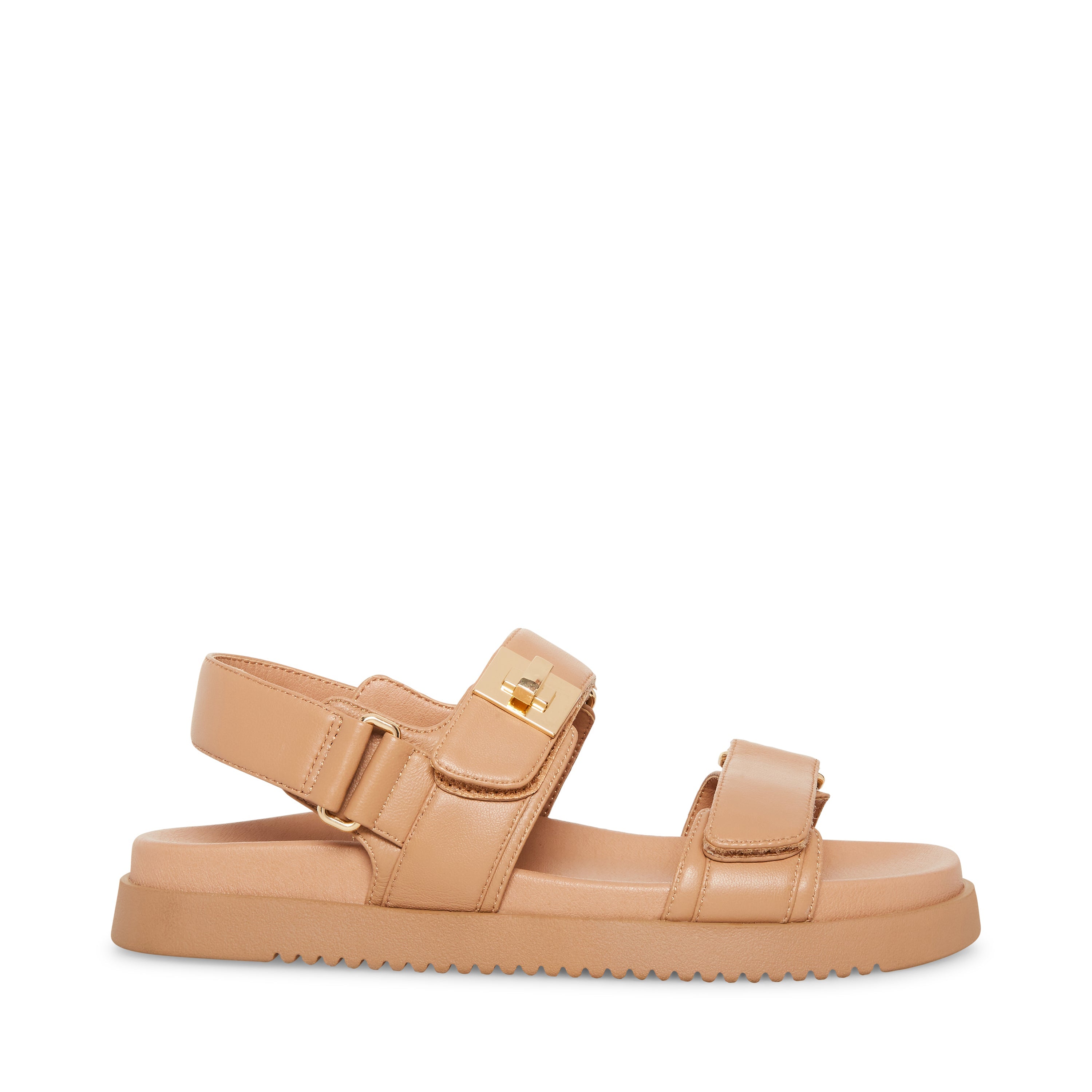 MONA TAN LEATHER FLAT SANDALS