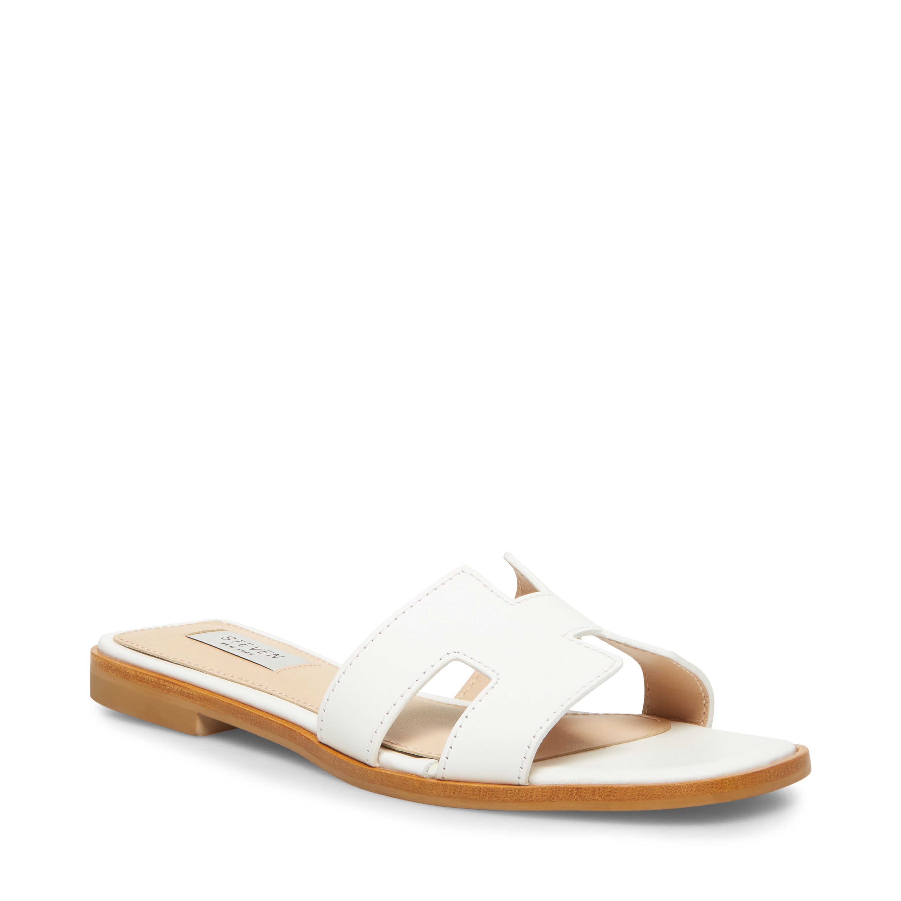 Hadyn Women's White Leather Flat Sandals - view 2