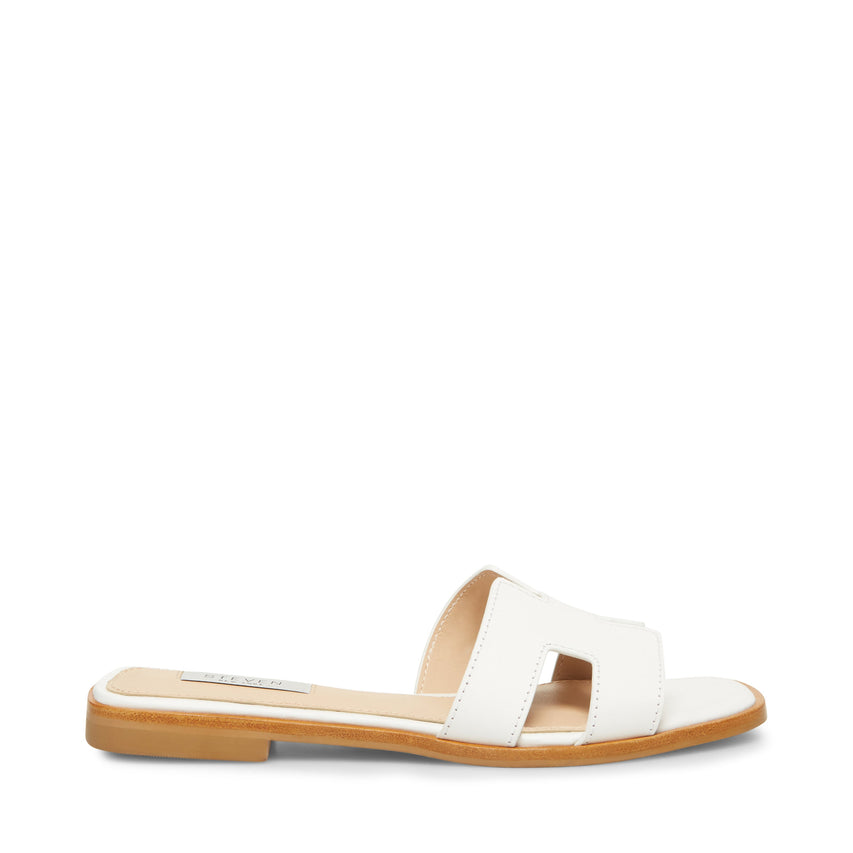Hadyn Women's White Leather Flat Sandals