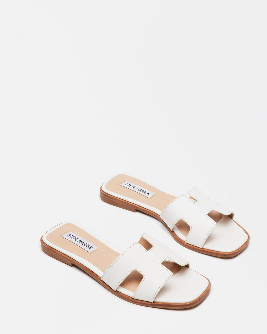Hadyn Women's White Leather Flat Sandals - view 3